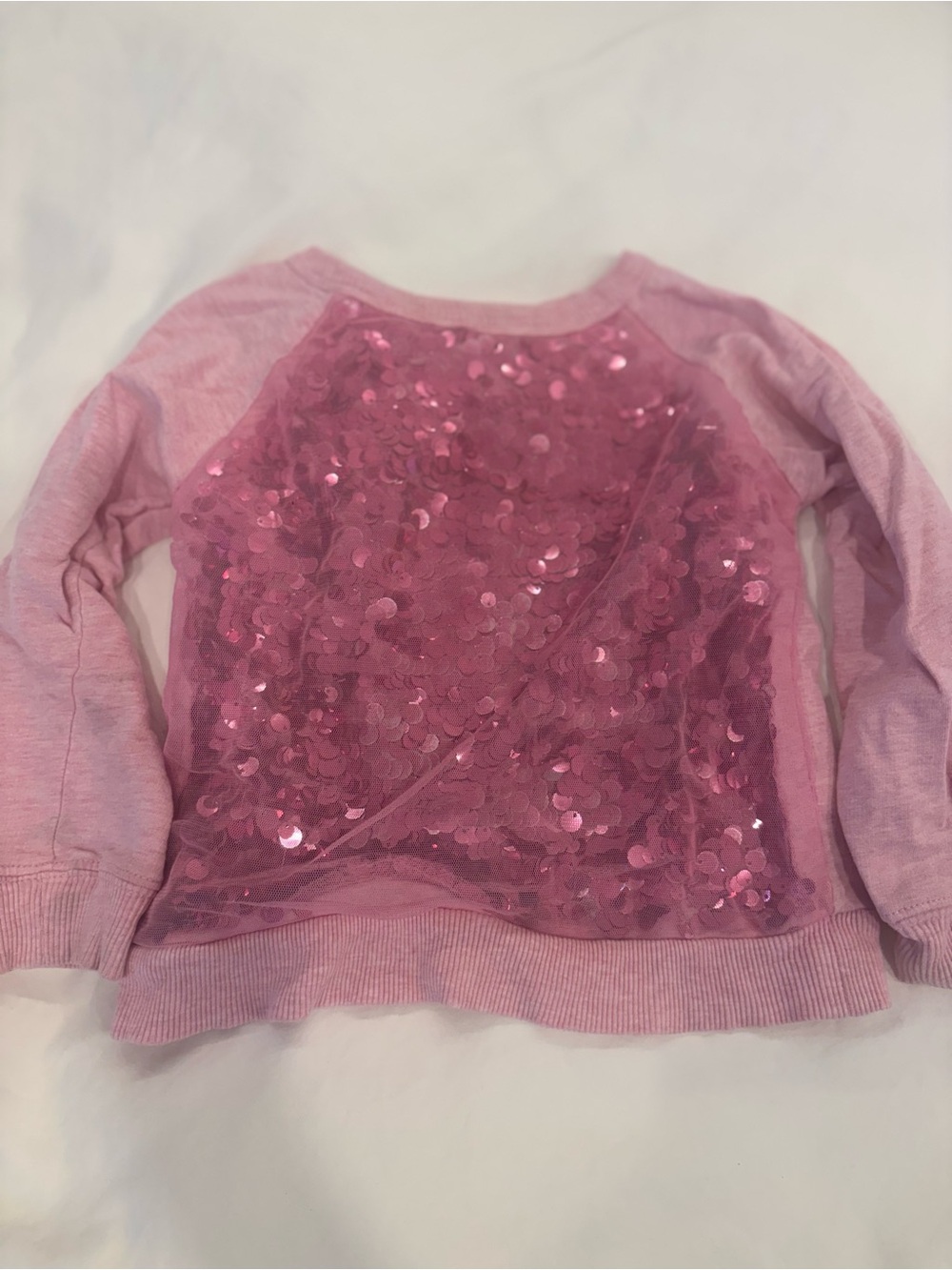 Girls' Pink Sequin Long-Sleeve Top
